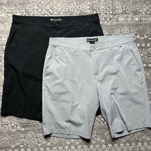 Travis Mathew Lot Of 2 Golf Shorts Mens 38 Black Gray Performance Stretch Casual